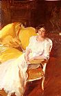 Seated Canvas Paintings - Clotilde Seated on the Sofa